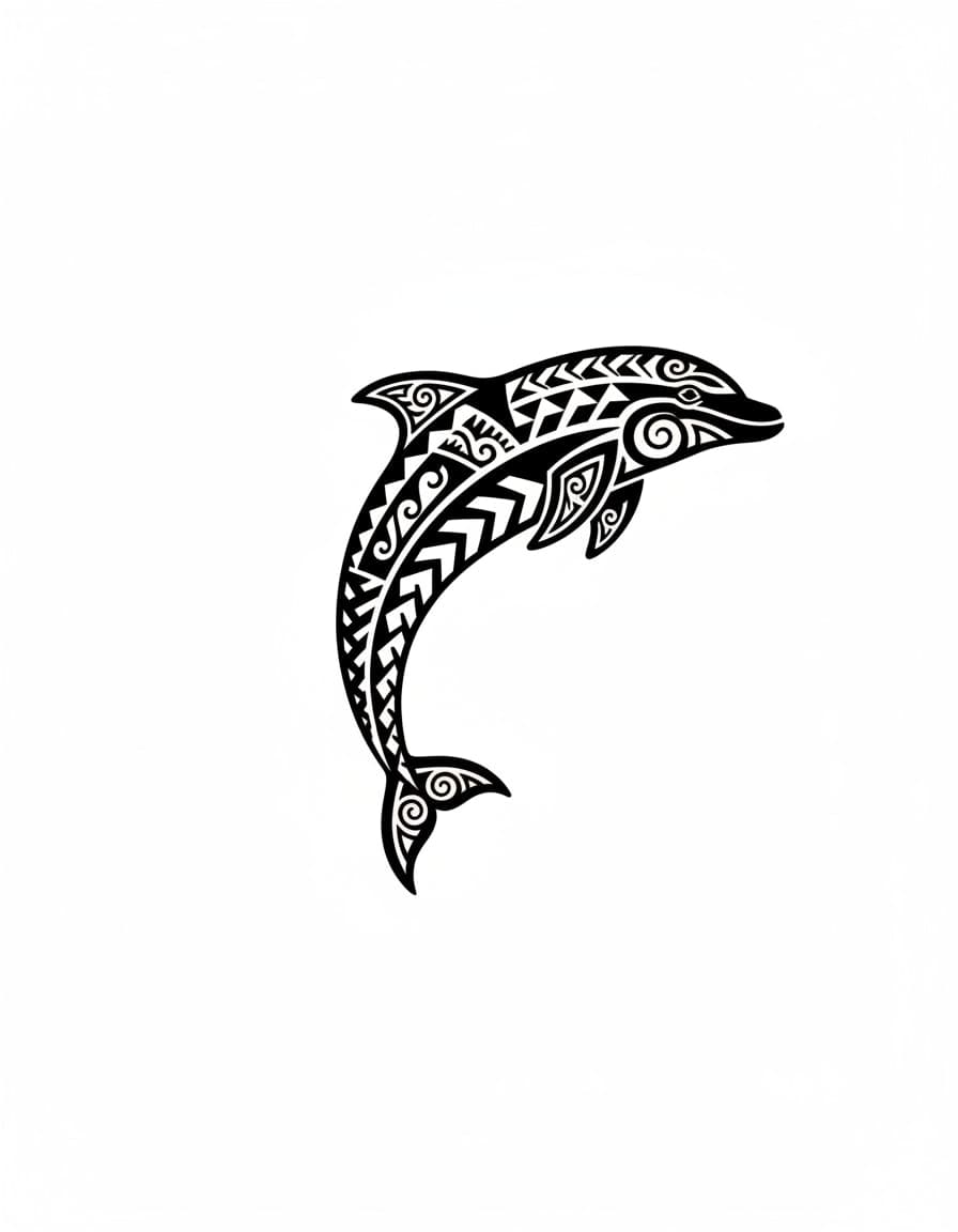 Polynesian-Style Dolphin Temporary Tattoo — view 1