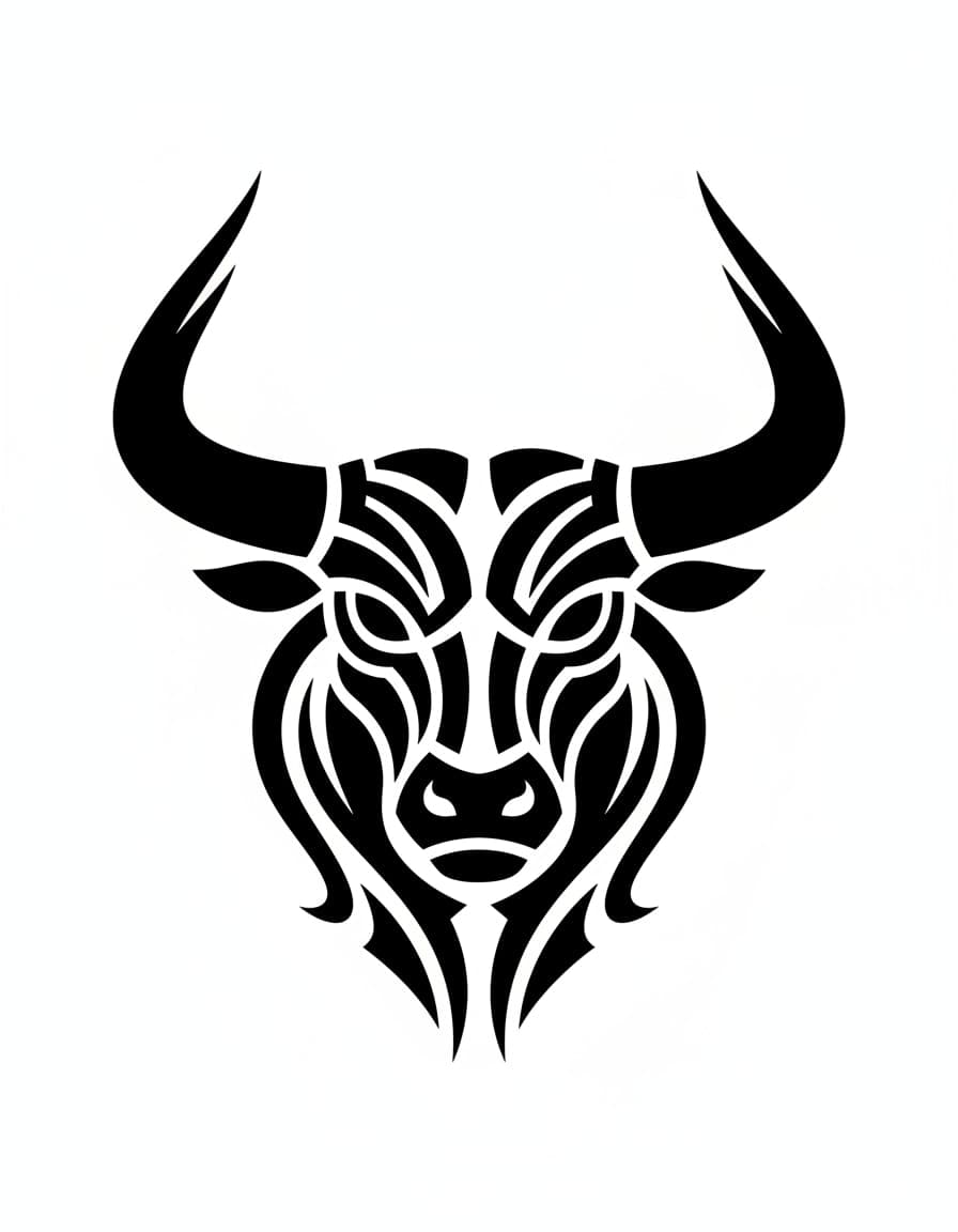 Tribal Tribal Bull Head Temporary Tattoo