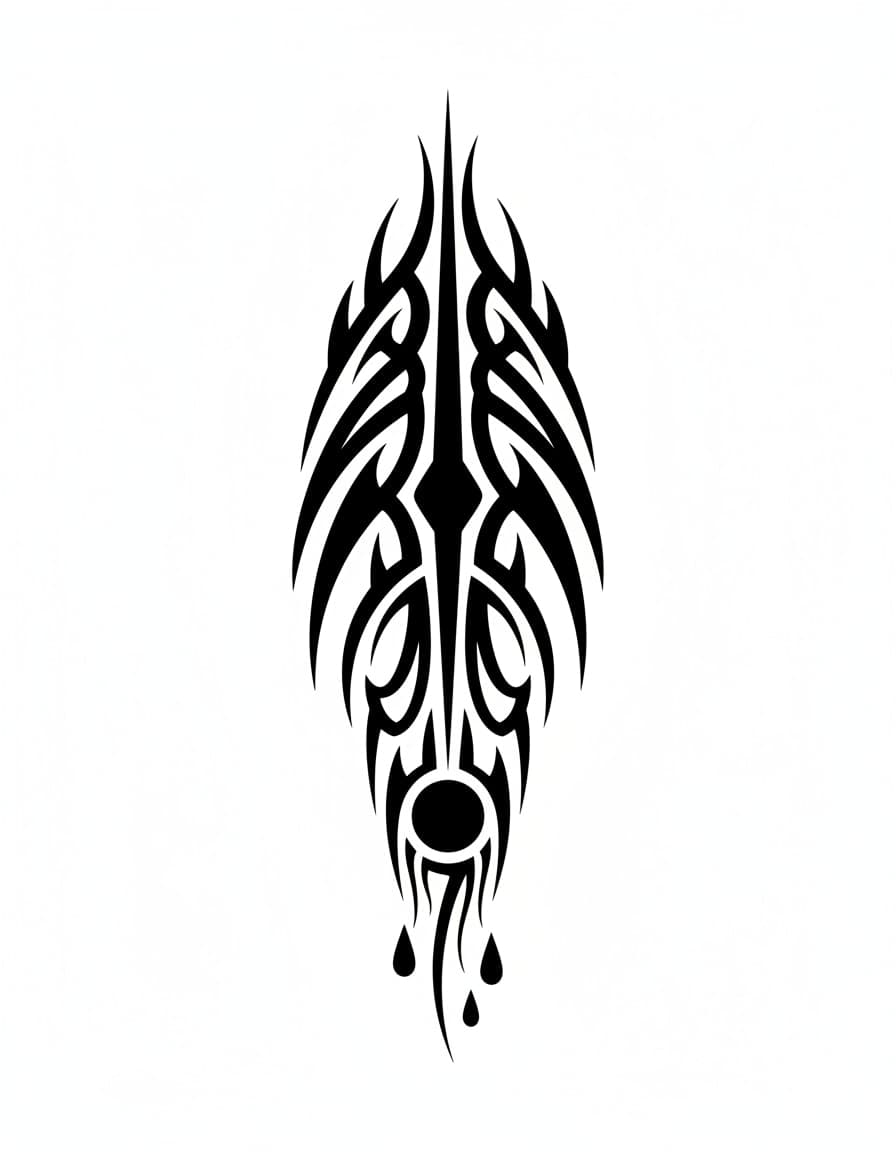 Tribal Tribal Feather Drop Temporary Tattoo
