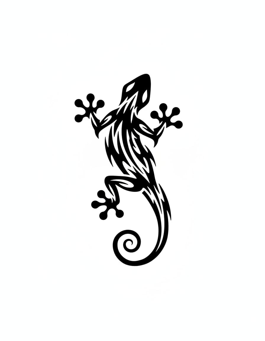 Tribal Tribal Gecko Climb Temporary Tattoo