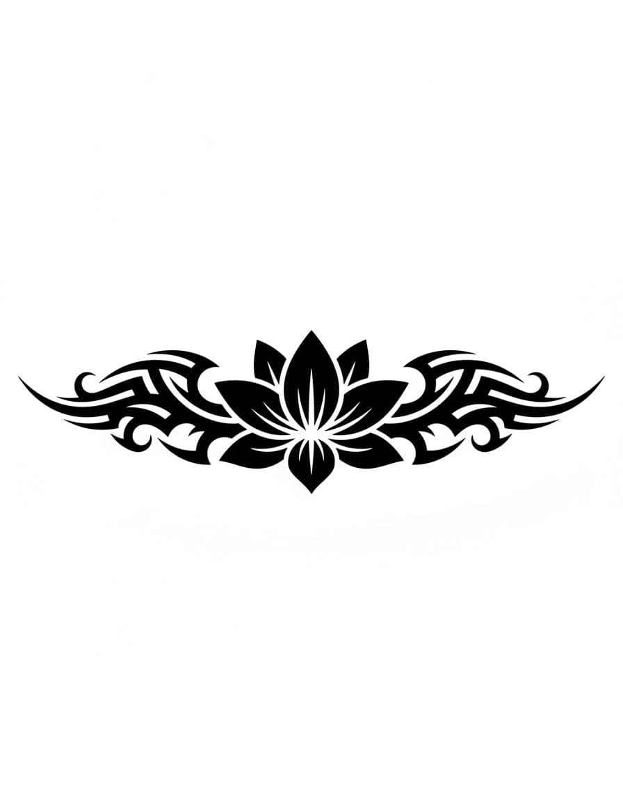 Tribal Tribal Lotus Band Temporary Tattoo