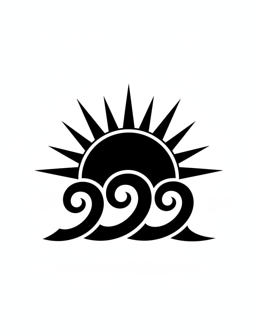 Tribal Tribal Sun and Waves Temporary Tattoo