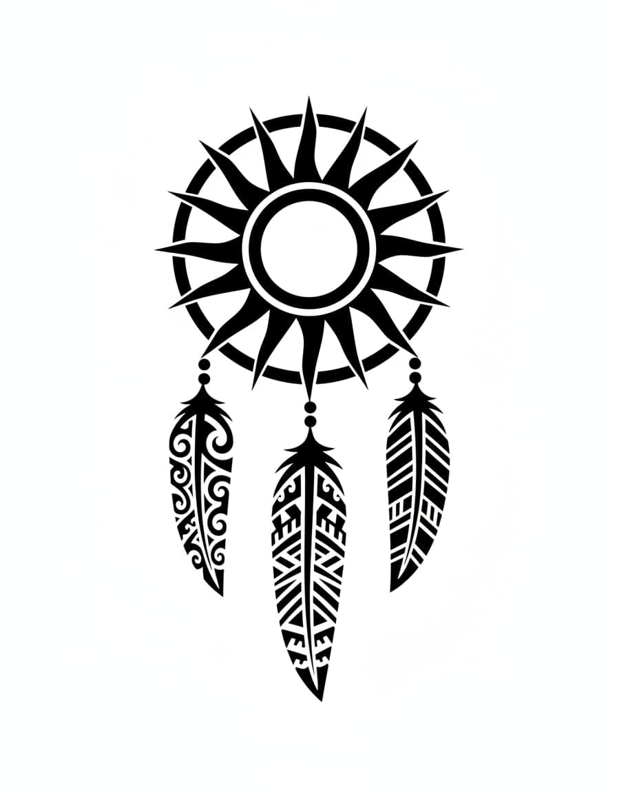 Tribal Tribal Sun Dream Catcher Temporary Tattoo