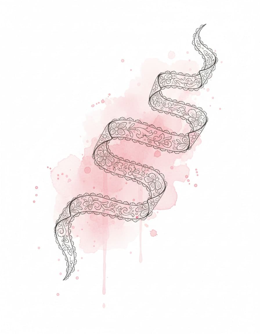 Watercolour Blush Lace Ribbon Temporary Tattoo