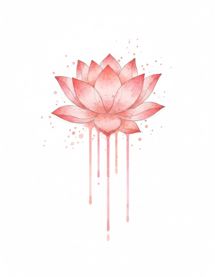 Watercolour Blush Lotus Drip Temporary Tattoo