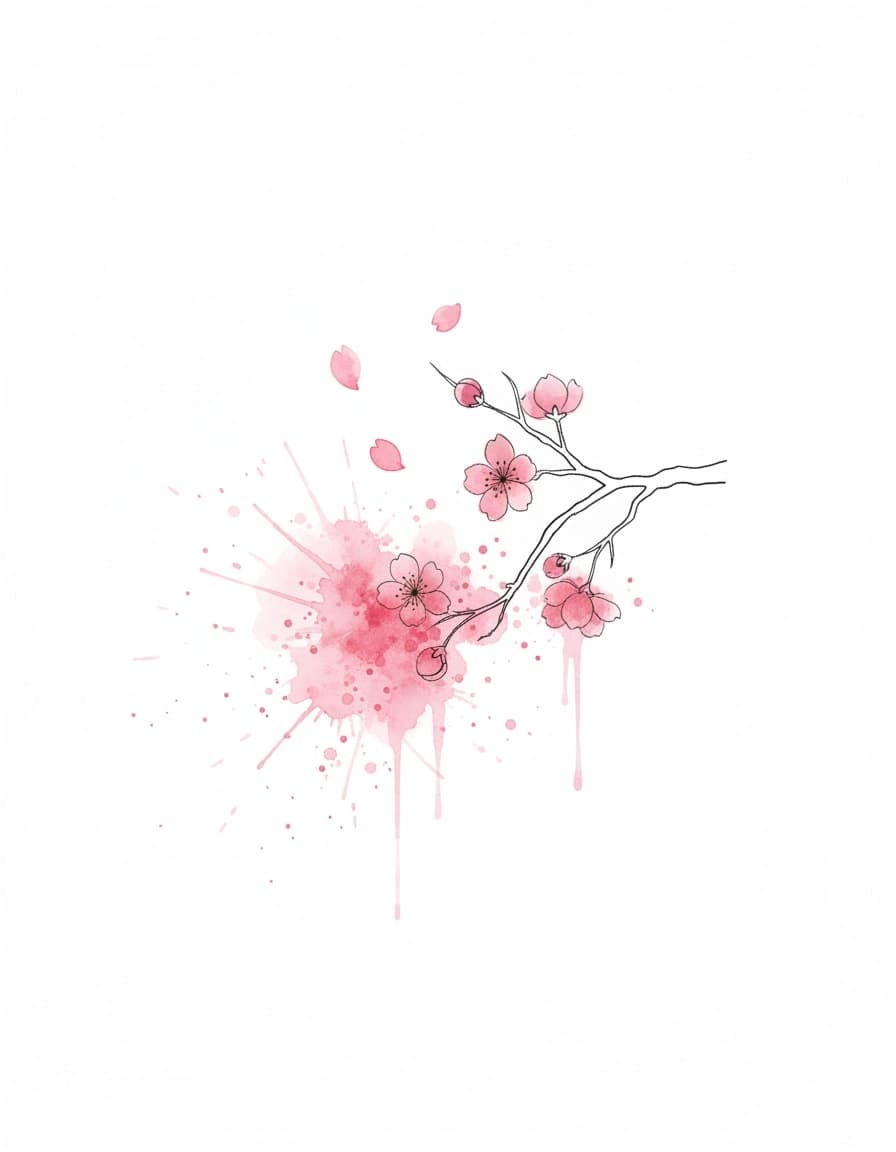 Watercolour Cherry Blossom Drift Temporary Tattoo