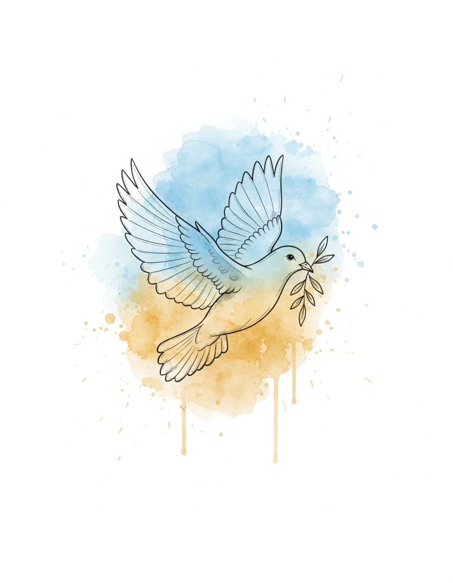 Watercolour Dove of Peace Splash Temporary Tattoo