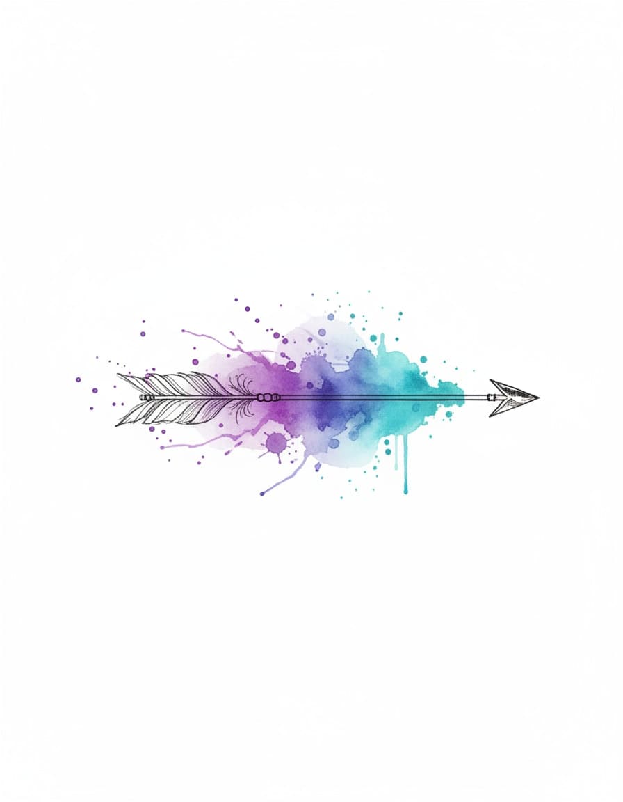 Watercolour Feathered Arrow Splash Temporary Tattoo
