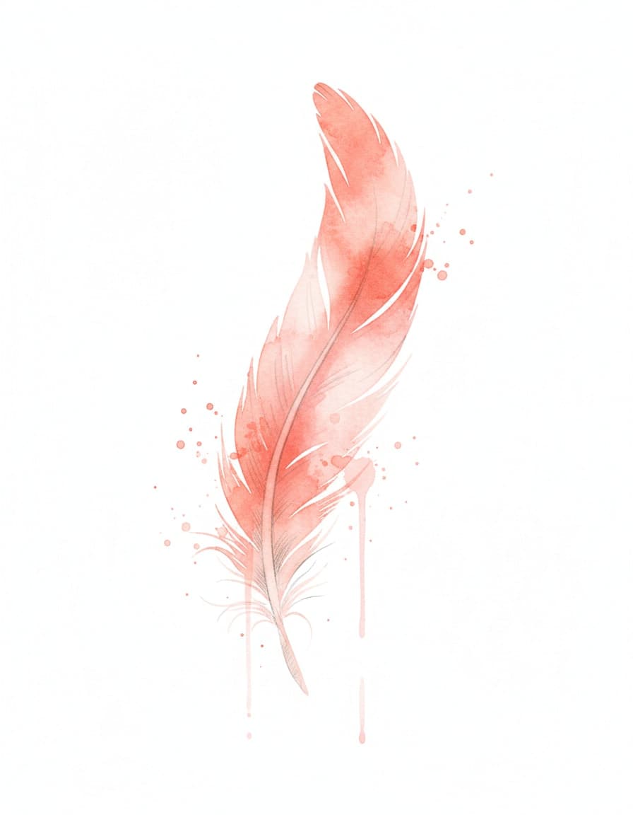 Watercolour Flamingo Feather Temporary Tattoo