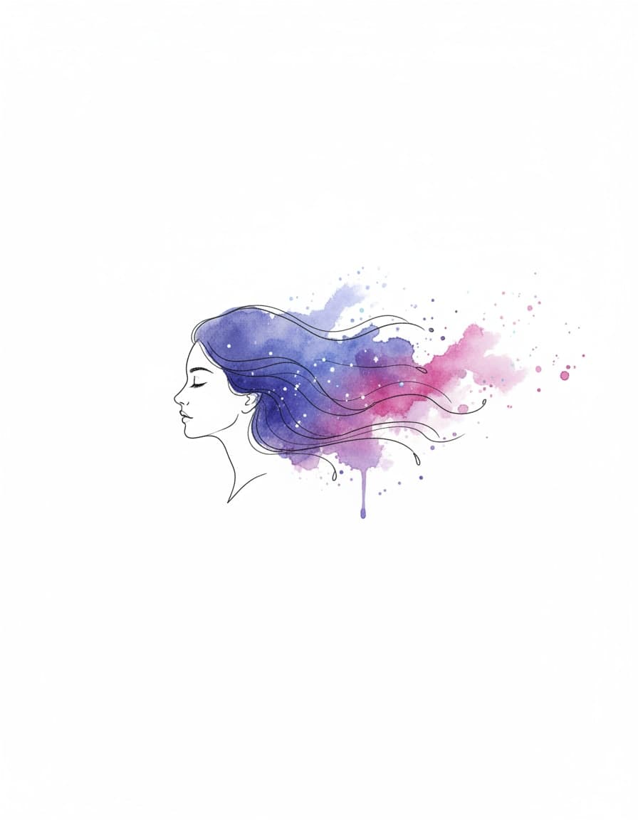 Watercolour Galaxy Hair Temporary Tattoo
