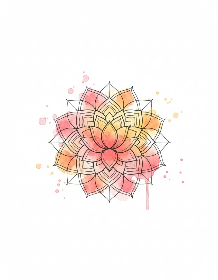 Watercolour Lotus Dawn Mandala Temporary Tattoo