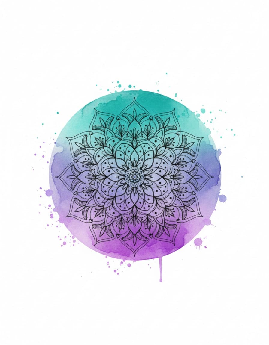 Watercolour Ombre Mandala Temporary Tattoo — view 1