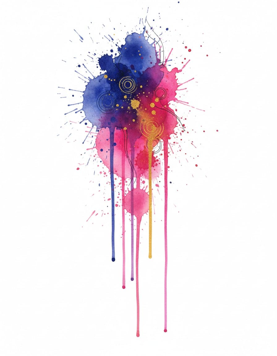 Watercolour Paint Drip Sleeve Temporary Tattoo