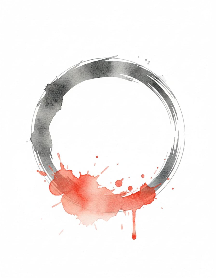 Watercolour Sumi-e Ensō Splash Temporary Tattoo