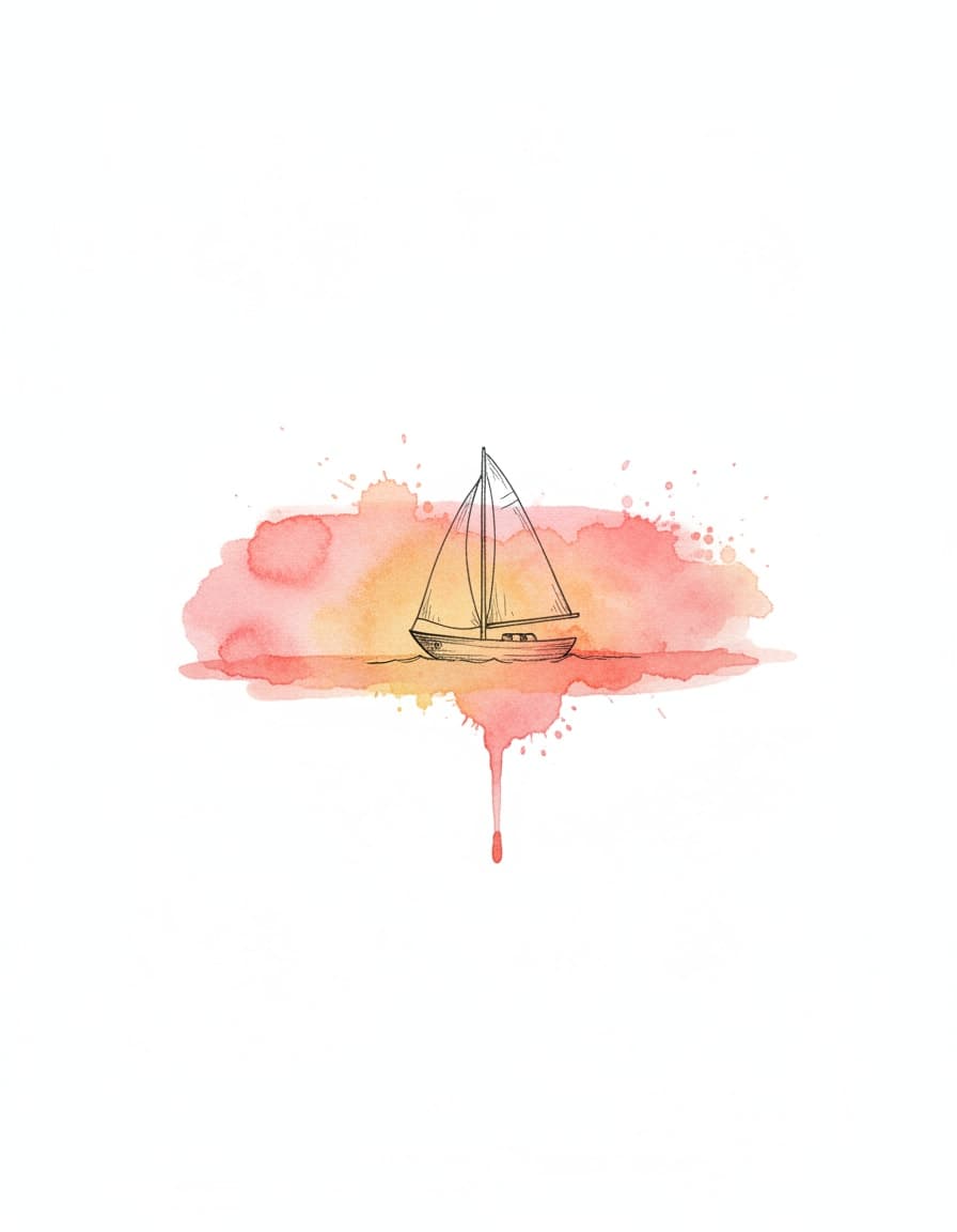 Watercolour Sunset Sail Temporary Tattoo