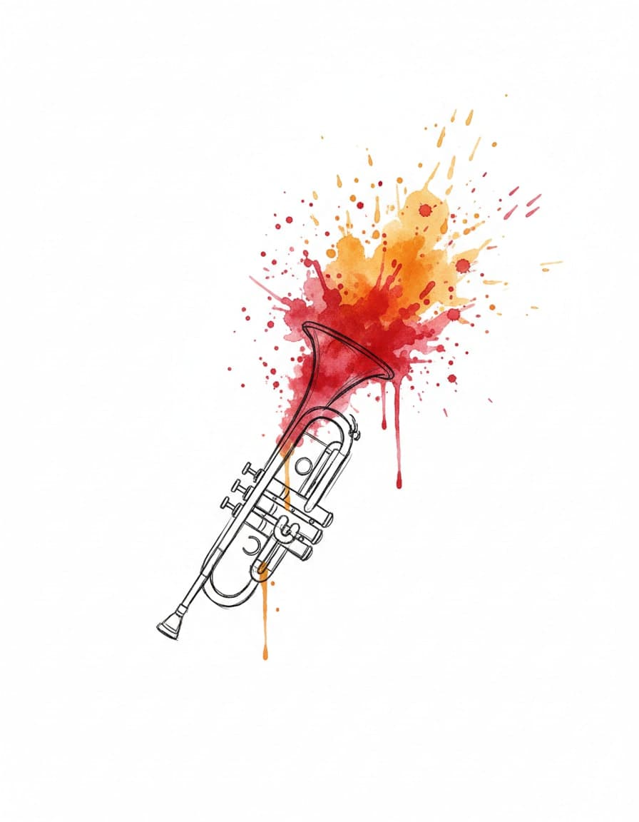 Watercolour Trumpet Burst Temporary Tattoo