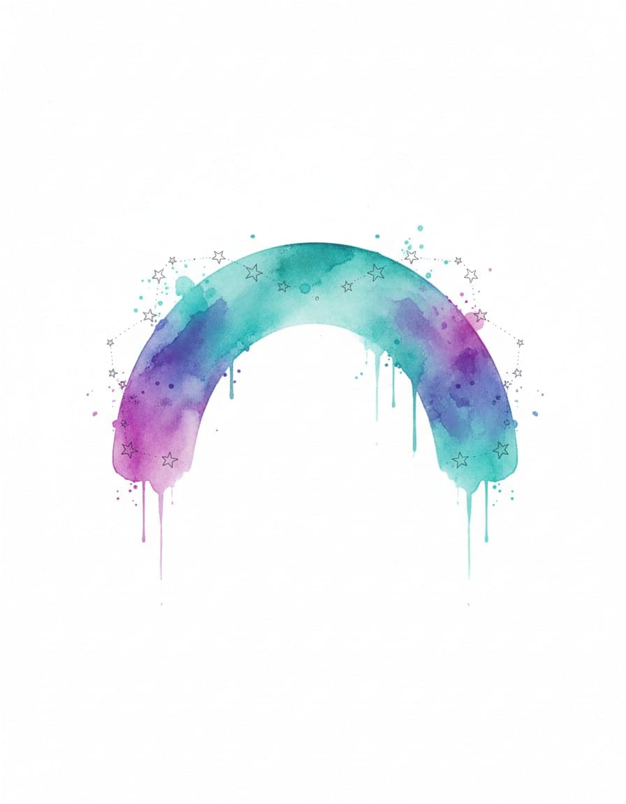 Watercolour Under-Bust Splash Arc Temporary Tattoo