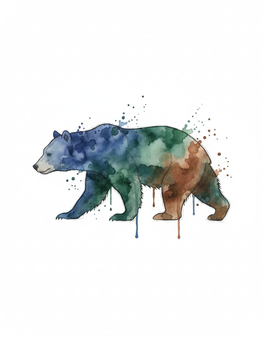Watercolour Watercolour Bear Temporary Tattoo