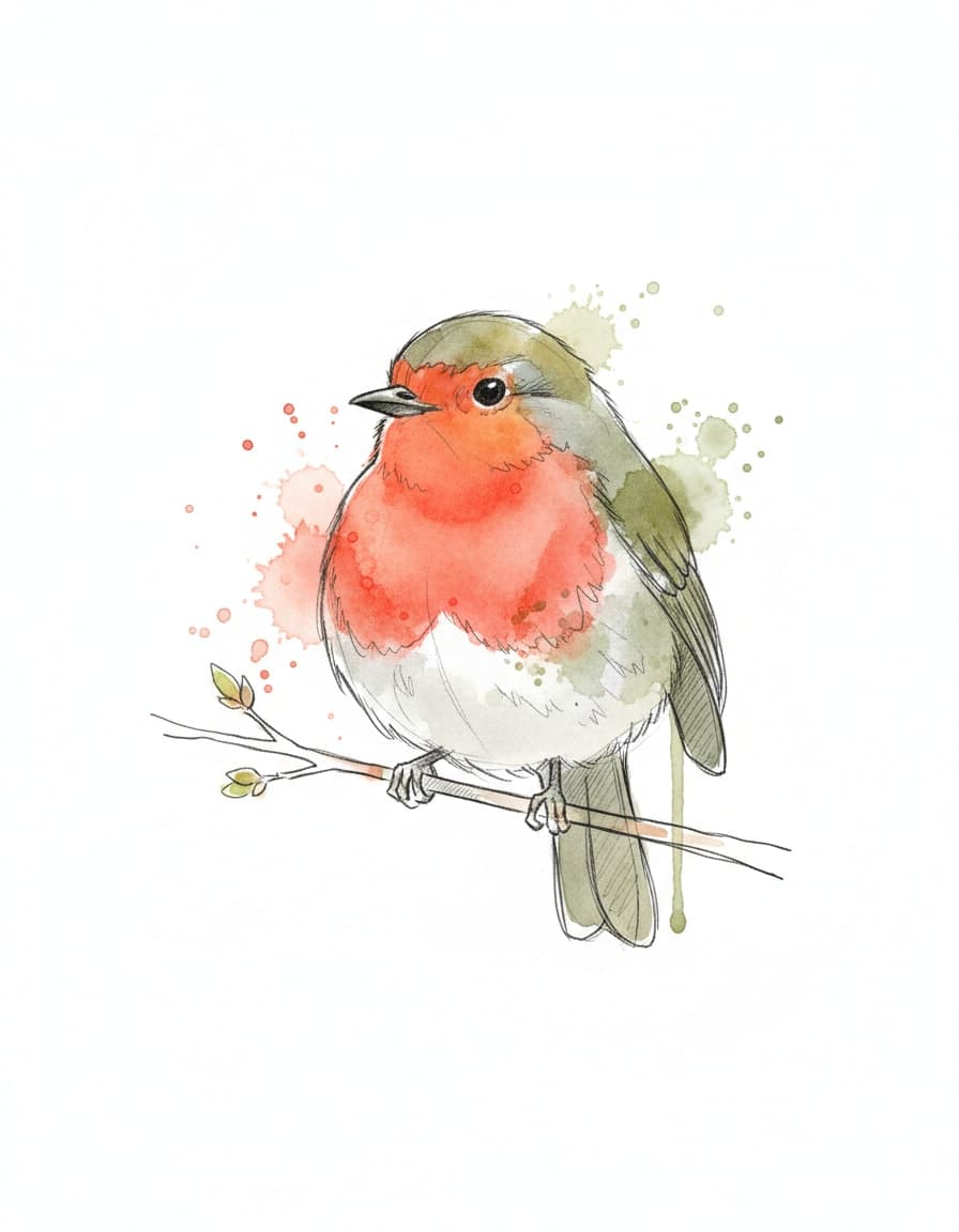 Watercolour Watercolour Robin Temporary Tattoo