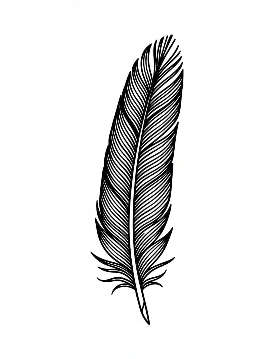 Blackwork Feather Temporary Tattoo — view 1