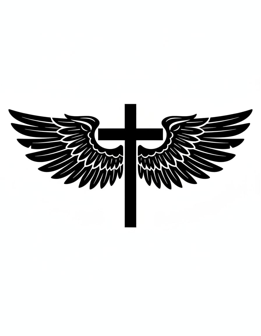 Dočasné tetování „Blackwork Winged Cross“