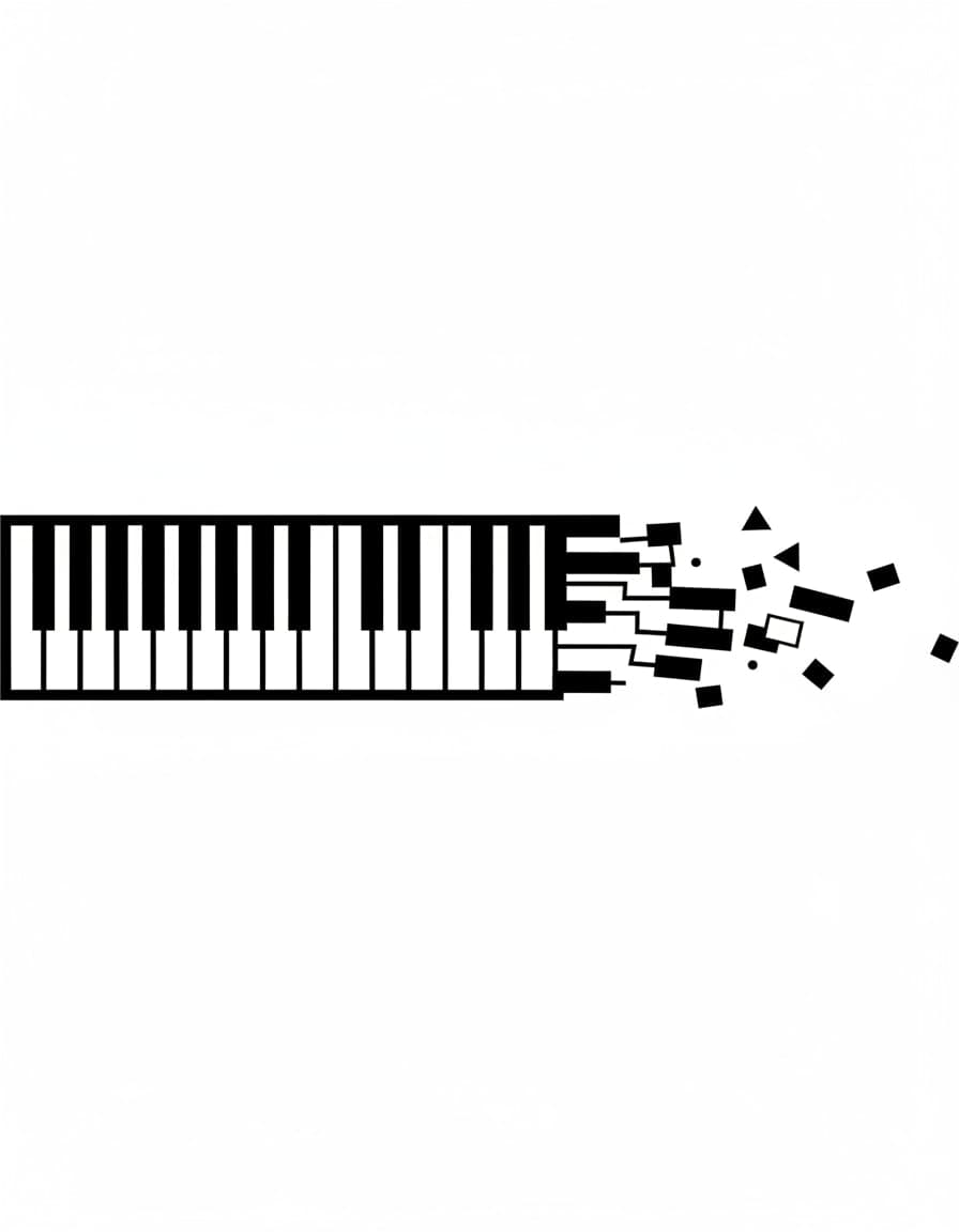 Blackwork Piano Keys Band Temporary Tattoo