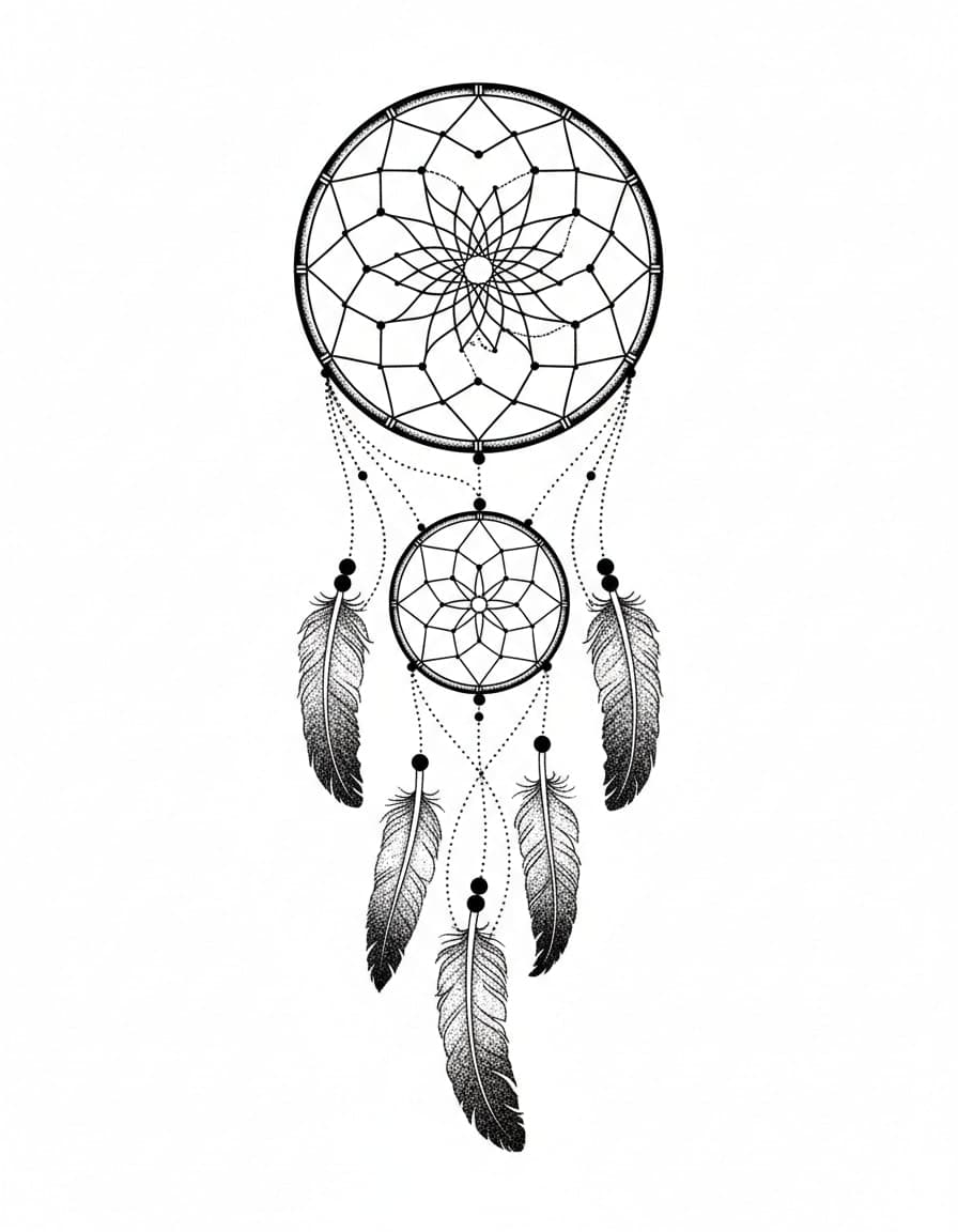 Dočasné tetování „Dotwork Double Dream Catcher“