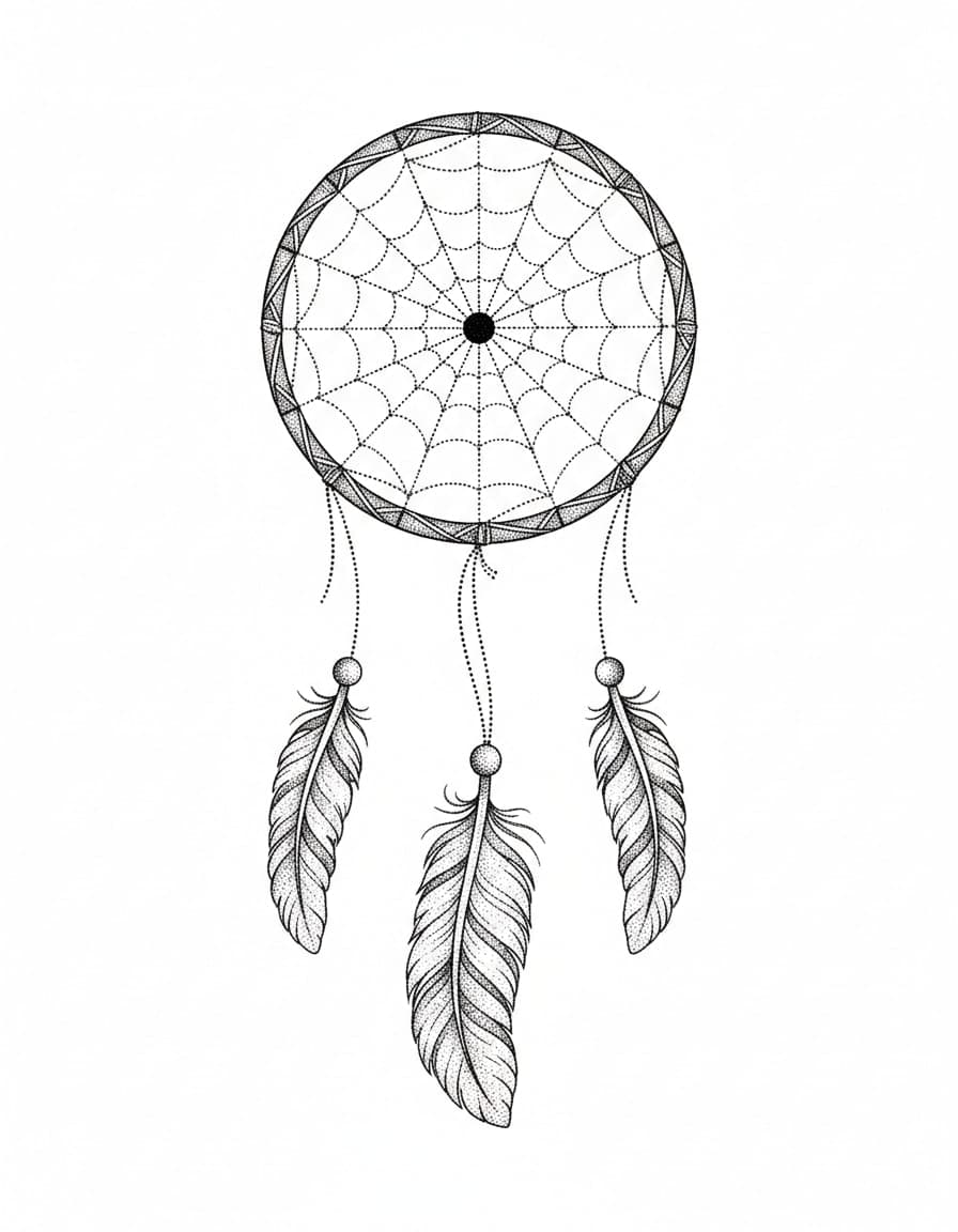Dotwork Dream Catcher Temporary Tattoo — view 1