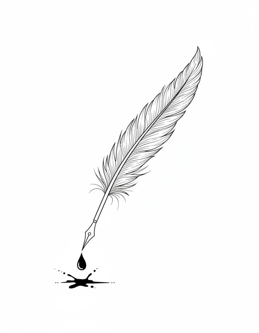 Fine Line Quill and Ink Temporary Tattoo