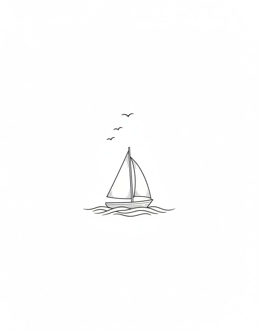 Временна татуировка „Fine Line Sailboat“