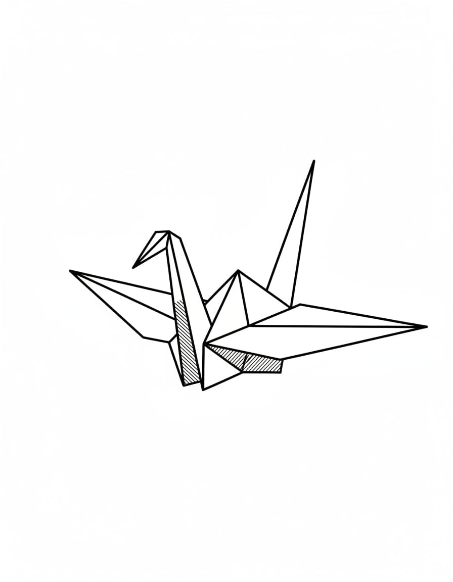 Dočasné tetování s motivem geometrického origami jeřába