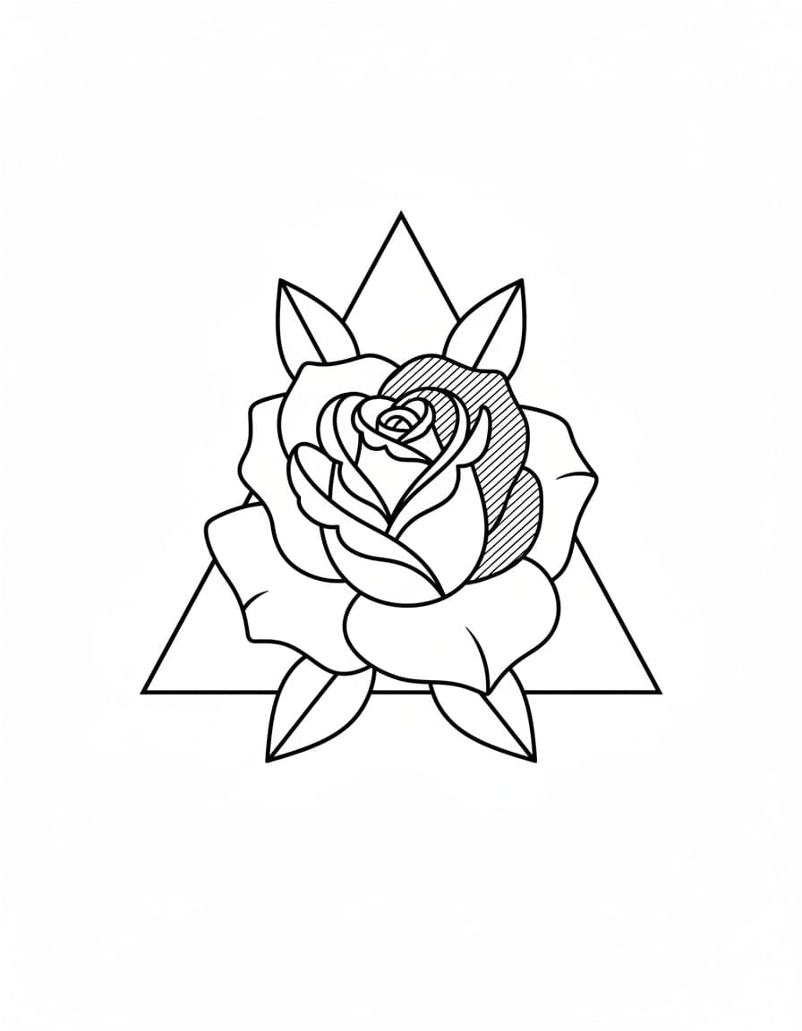 Geometric Rose in a Triangle Temporary Tattoo — view 1