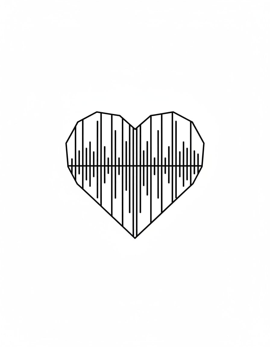 Geometric Sound Wave Heart Temporary Tattoo