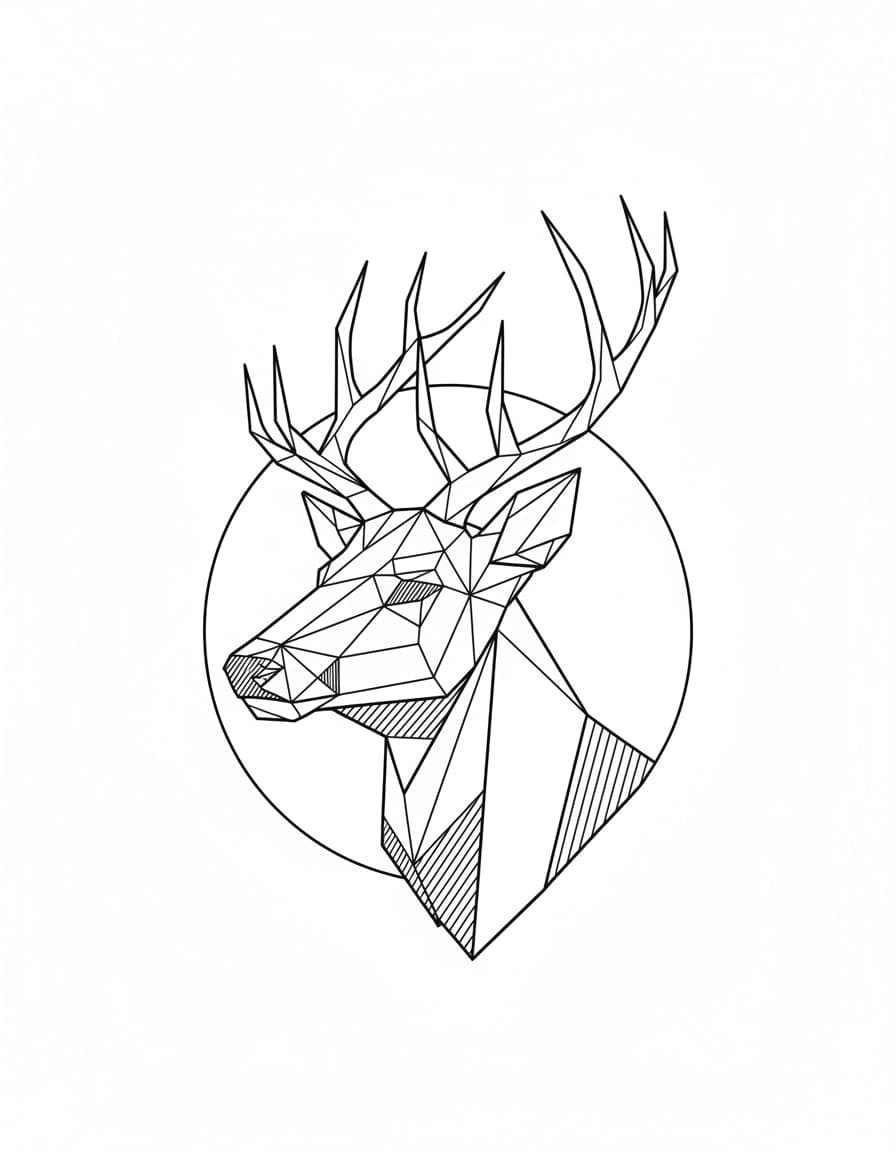 Geometric Stag with Antlers Temporary Tattoo