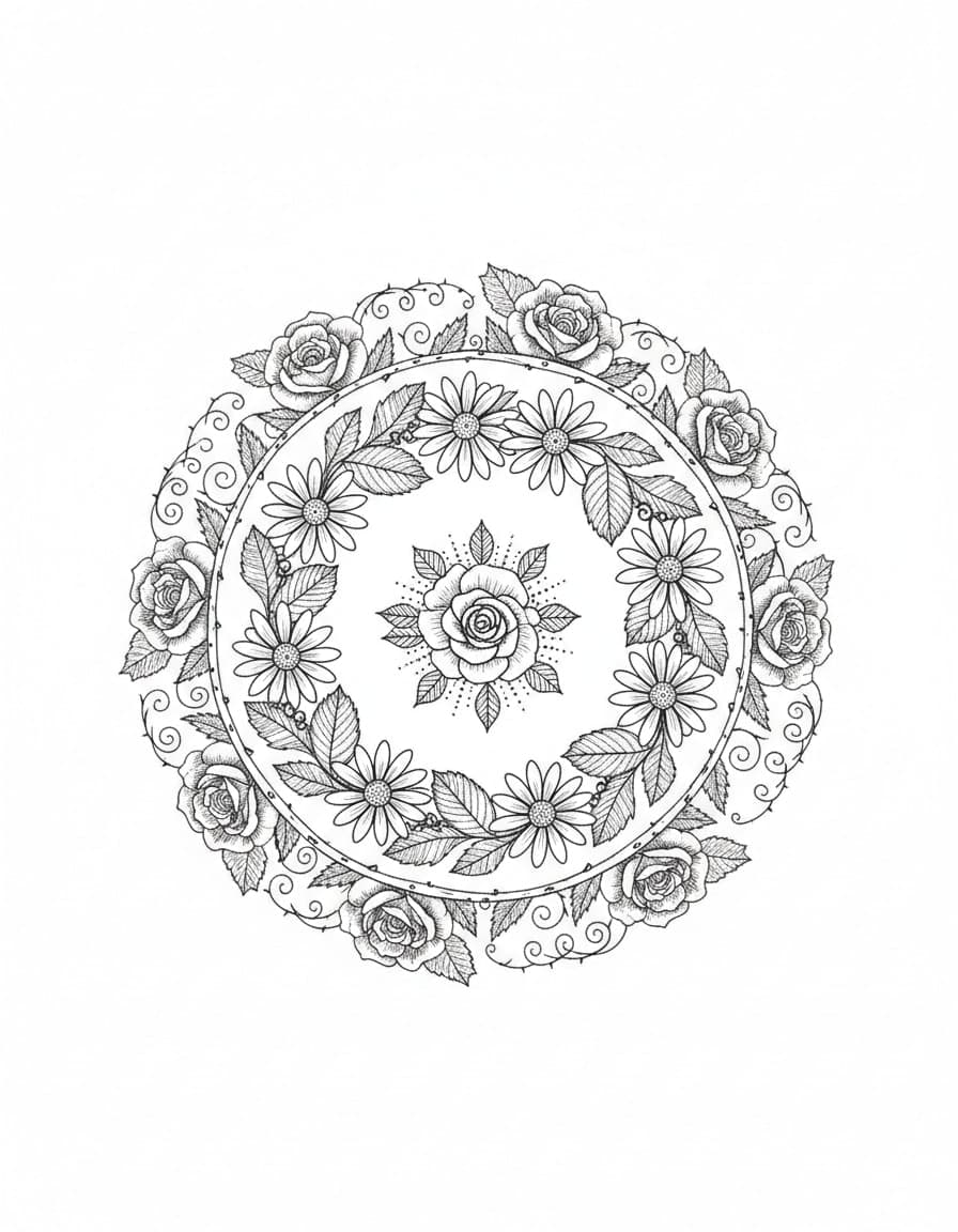 Tijdelijke tatoeage met een illustratieve bloemenmandala