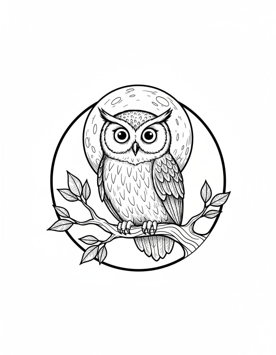 Illustrative Owl on a Branch Temporary Tattoo