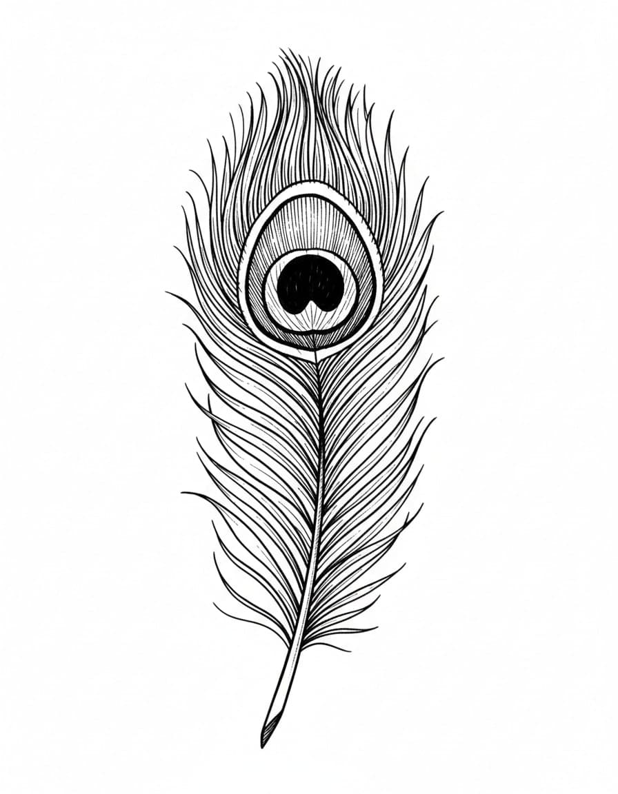 Illustrative Peacock Feather Temporary Tattoo