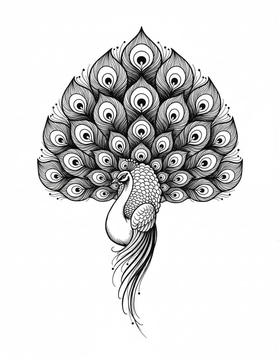 Illustrative Peacock Temporary Tattoo — view 1