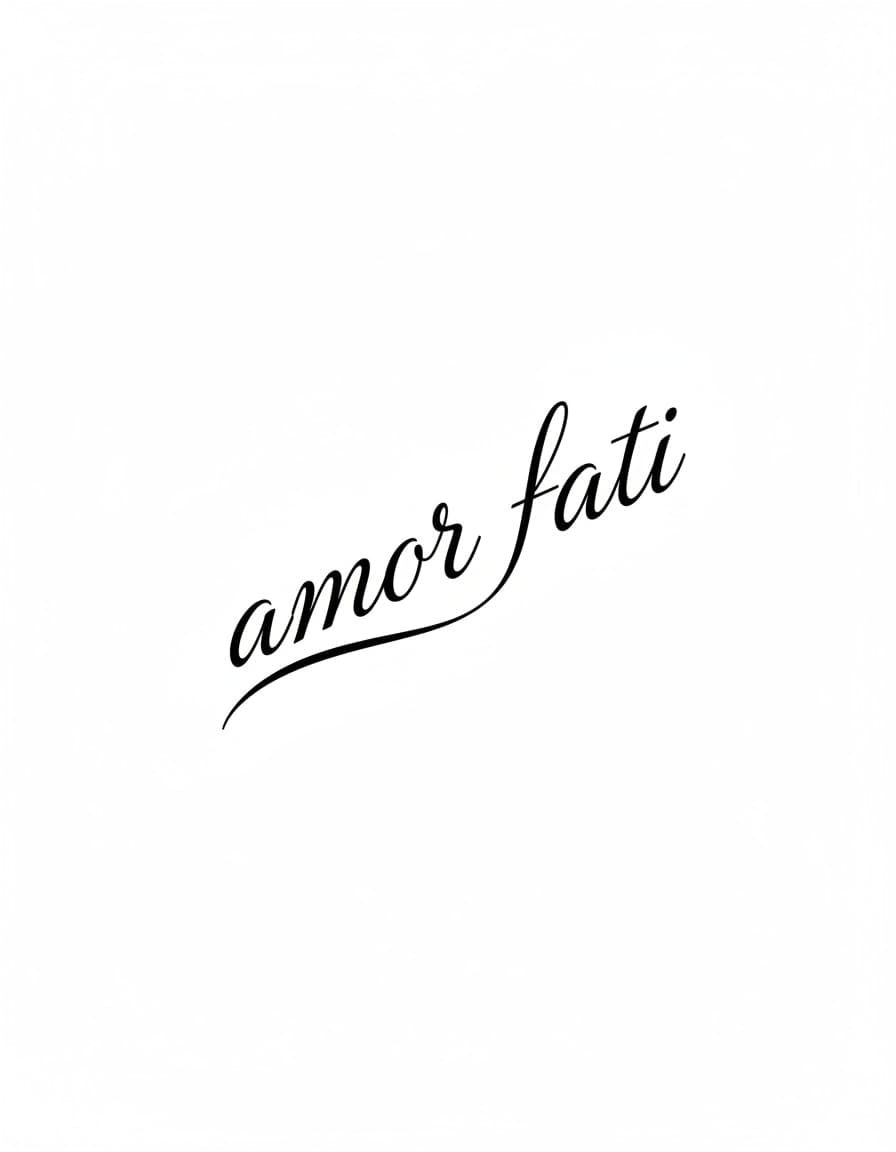 Amor Fati Fine Script Lettering Temporary Tattoo