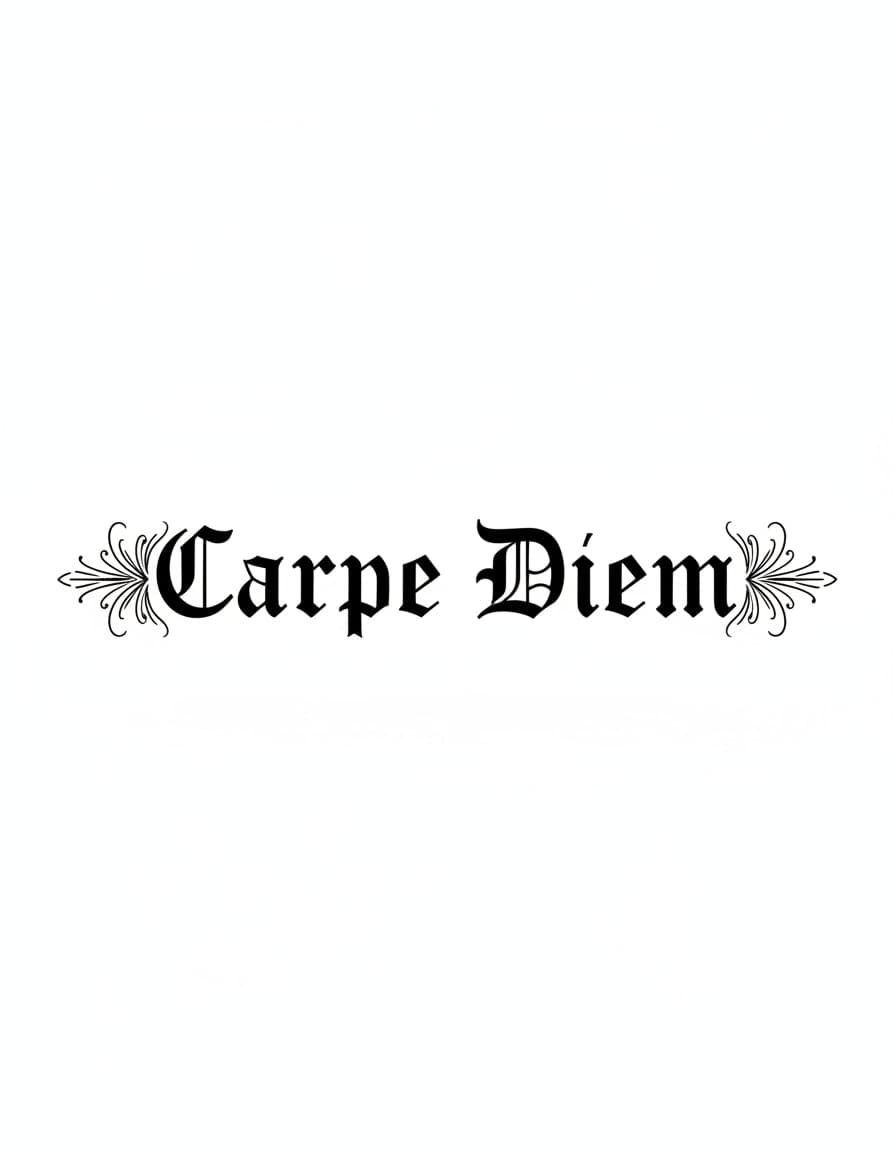 Carpe Diem Blackletter Lettering Temporary Tattoo