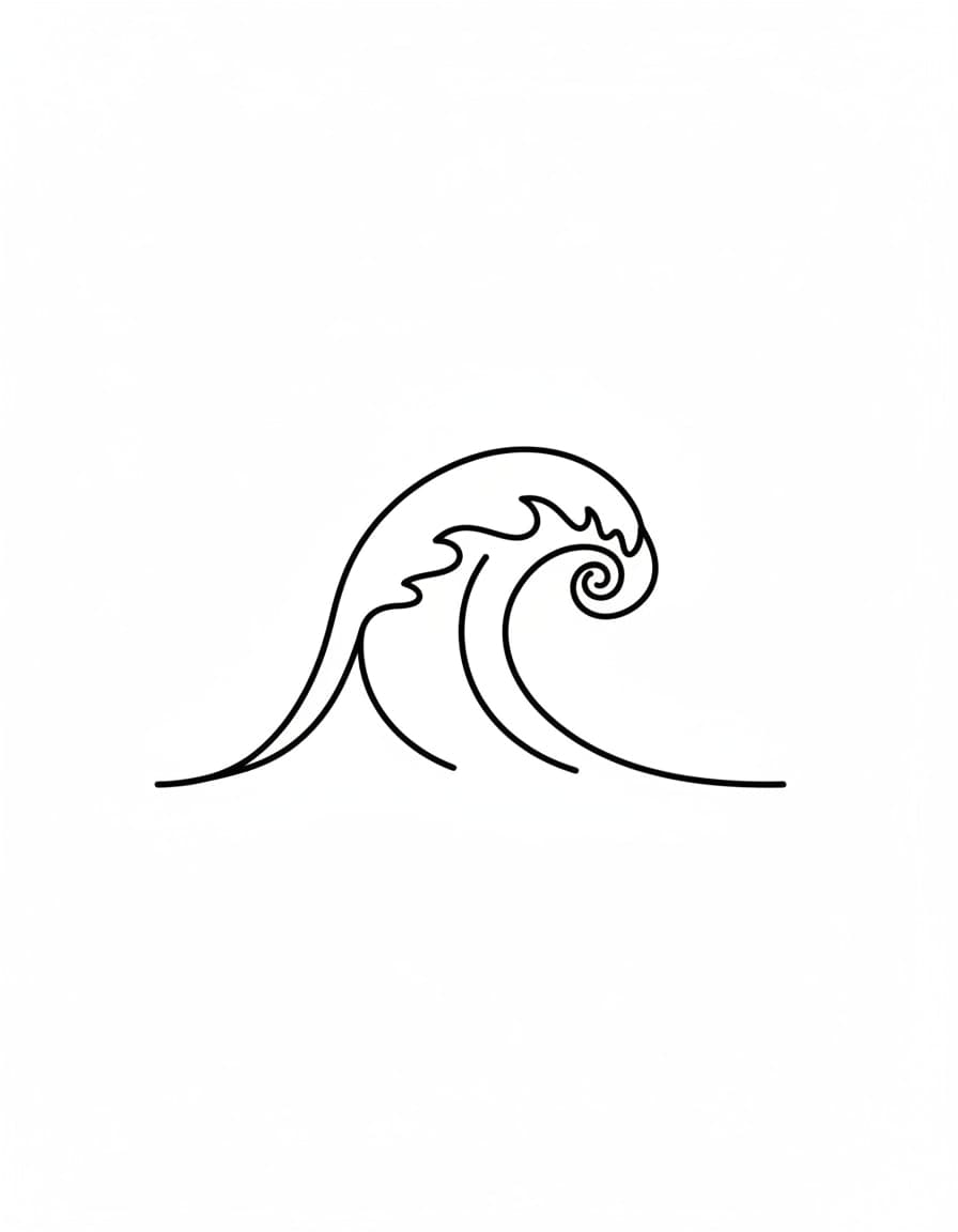 Minimalist Wave Temporary Tattoo — view 1