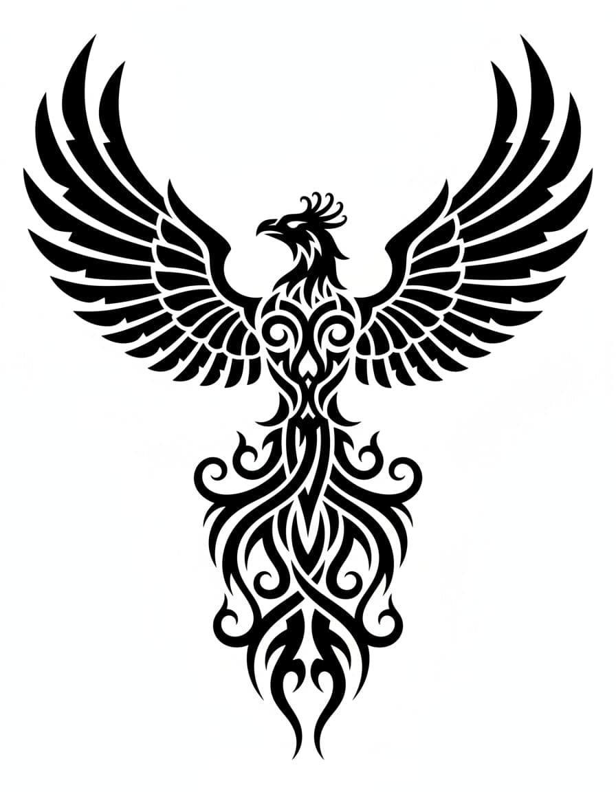 Tribal Phoenix Temporary Tattoo — view 1