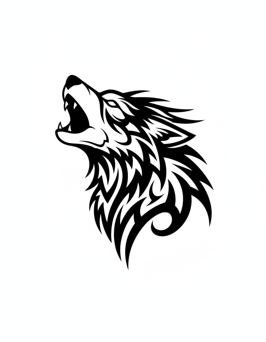 Tribal Wolf Temporary Tattoo — view 1