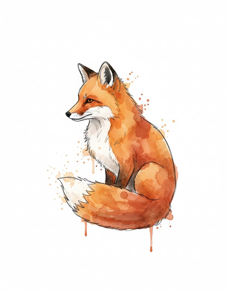 Watercolour Fox Temporary Tattoo
