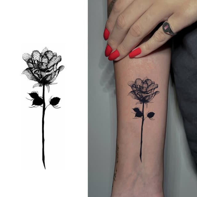 Dotwork rose — view 1