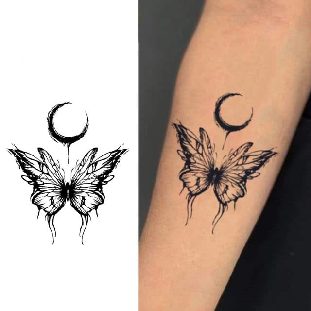 Moonlit black butterfly — view 1