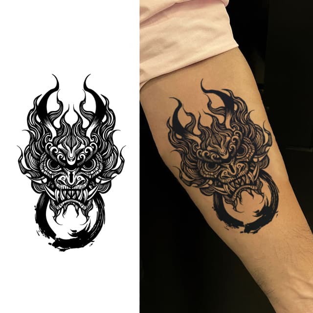 Flaming oni mask — view 1