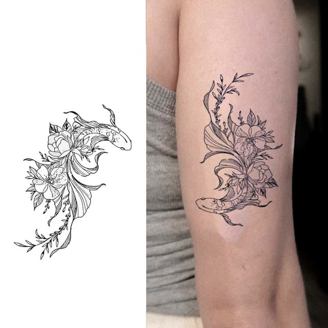 Koi and blossoms — view 1