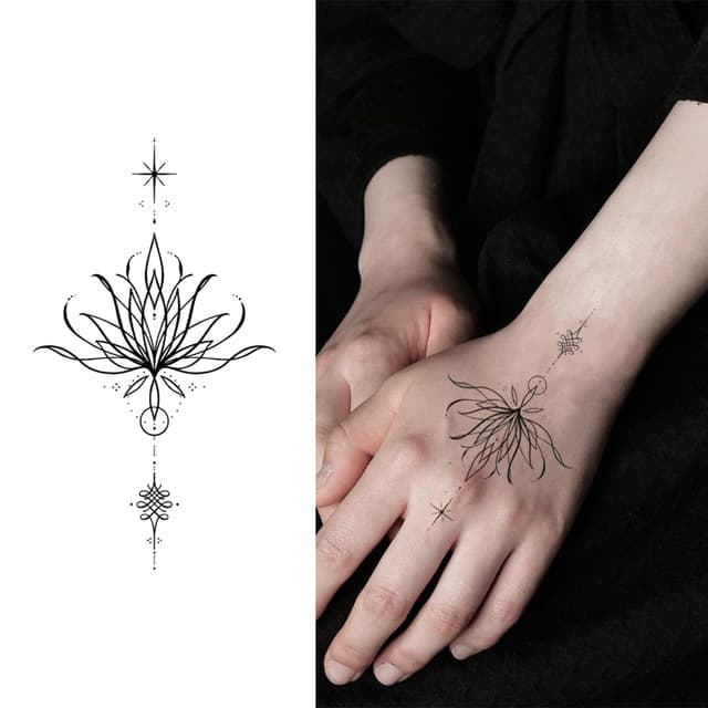 Sacred lotus and unalome — view 1
