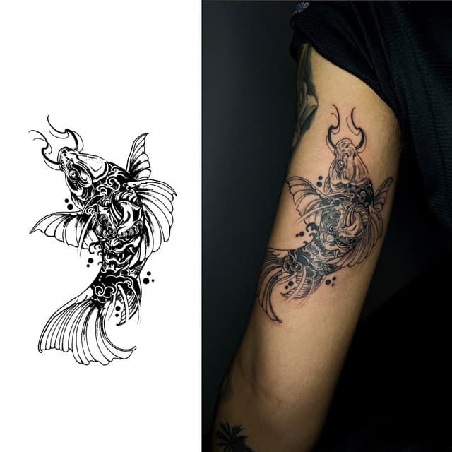 Koi with oni mask — view 1